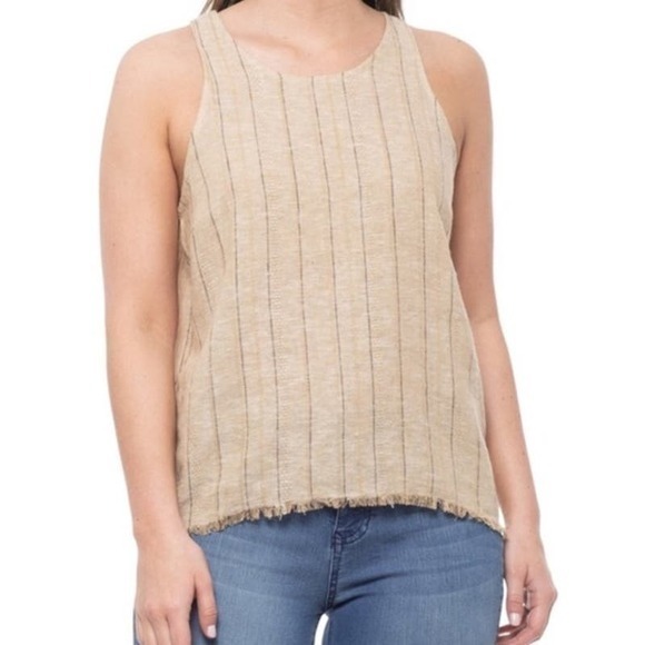 Anthropologie "DREW" Linen Fringe Bottom Tank Top - Picture 1 of 7